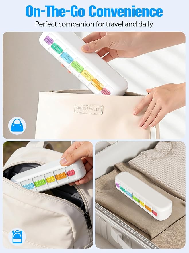 Gelibo Pill Organizer 2 Times a Day,Magnetic Foldable Weekly AM PM Pill Case, Large Travel Pill Box for Vitamins,Supplements,Medication Organizer 7 Day,Never Spill Pills,Easy to Open for Arthritis