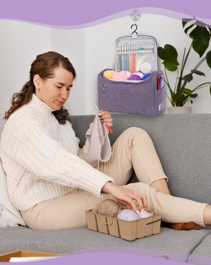 Aeelike Crochet Kit for Beginners Adults Kid, Complete Crochet Kits, Purple | Crochet Kit for Beginners Young and Old, All-inclusive Kit with Crochet Hooks 655 Yards Yarn Instruction Knit Bag, Ideal Gift