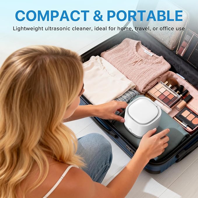 Ultrasonic Retainer Cleaner with UV-C, 45kHz Rechargeable Dental Cleaning Machine 4000mAh, 200ML for Denture, Mouth Guard, Night Guard, Aligner, 3 Modes & 6 Cleaning Tablets