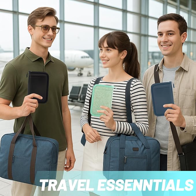 Passport Holder for Travel, RFID Blocking Wallet for Couples Men and Family | Multi-compartment organizer holds passports, cards, tickets, IDs and cash for women, couples and international family travel