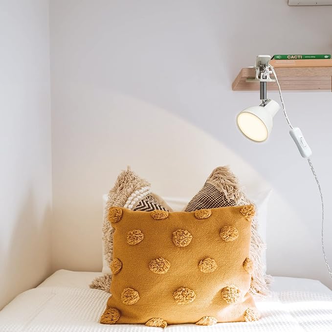 LED Small Clip Light,5W Super Bright Reading Light, 330° Rotation Lamp with Clamp on Desk/Table/Bed Headboard/Cupboard Home Lighting, Modern and Save Space Illumination Powerful bedroom Lamp White