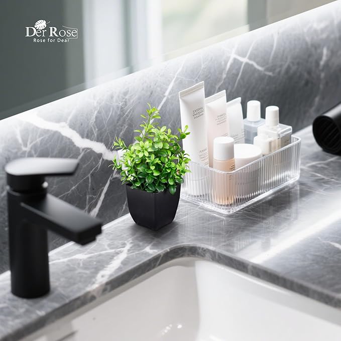 Der Rose 4 Pack Black Bathroom Decor Fake Plants Mini Artificial Greenery Potted Plants for Halloween Decor Indoor Office Table Room Farmhouse Decor