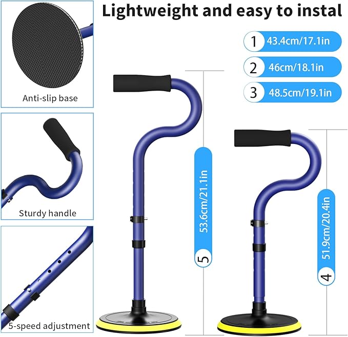 Standing Assist Devices Mobility Aids Tool to Help Get up from Floor Standing Aids & Supports for Seniors, Standing Mobility Aid for Elderly Rising Indoors Garden Housework Bedroom Bathroom Matte Blue