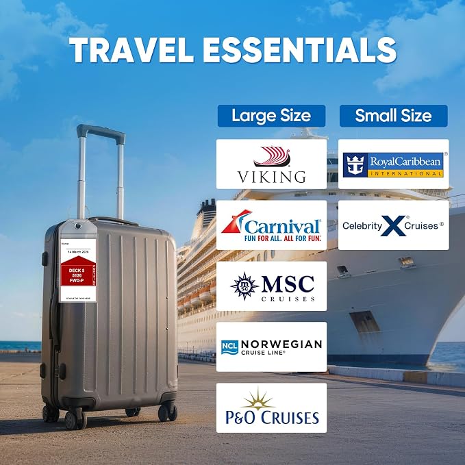 6 Pack Luggage Tags,Cruise Essentials 2026 &Travel Essentials,Cruise Must Haves for NCL, Princess, Carnival, Royal Caribbean & Celebrity Cruise Ships