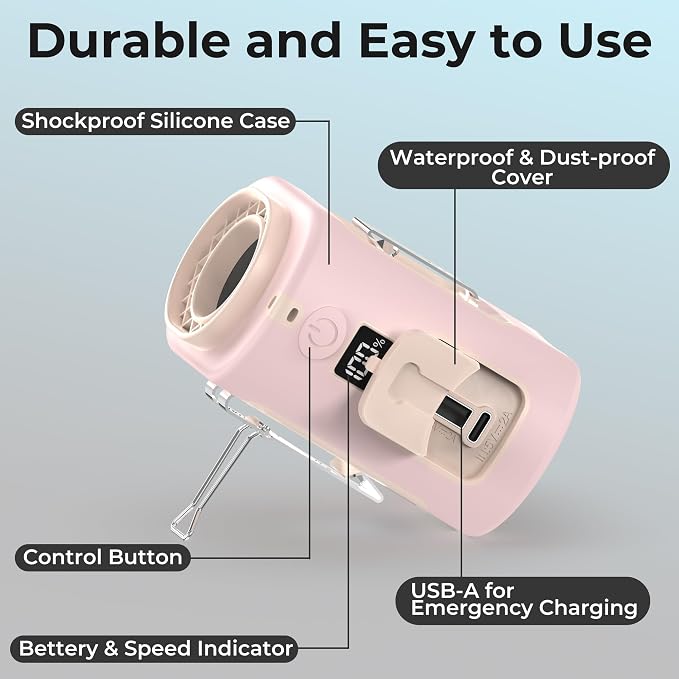 AMACOOL Mini Portable Waist Fan Clip on, 13000RPM Wearable Shirt Belt Fan | Birthday Gifts for Mother Mom Her Girl, Rapid-Cooling Personal Neck Fans for Women Men Outdoor Work Jobsite Travel Camping