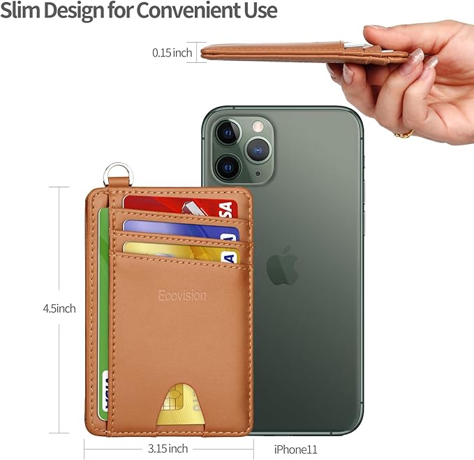 Slim Minimalist Front Pocket Wallet, RFID Blocking Credit Card Holder Wallet with Detachable D-Shackle for Men Women