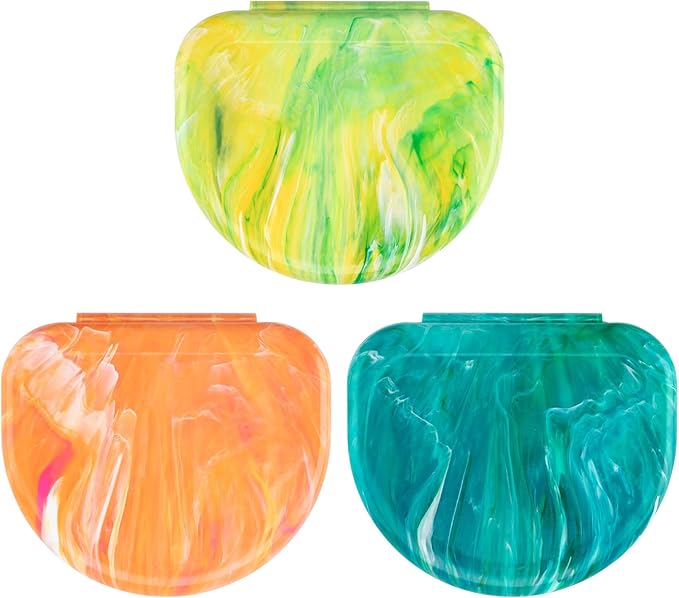 Practicon Marble Retainer Cases, Orthodontic Aligner Case, Mouth Guard Holder (3 Pack) Tropical