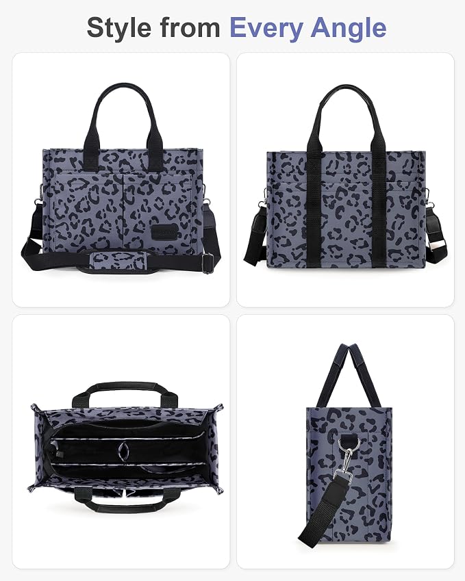 FIORETTO Canvas Tote Bag for Women with Zipper Closure & Individual Compartments for Work College for Teacher & Nurse
