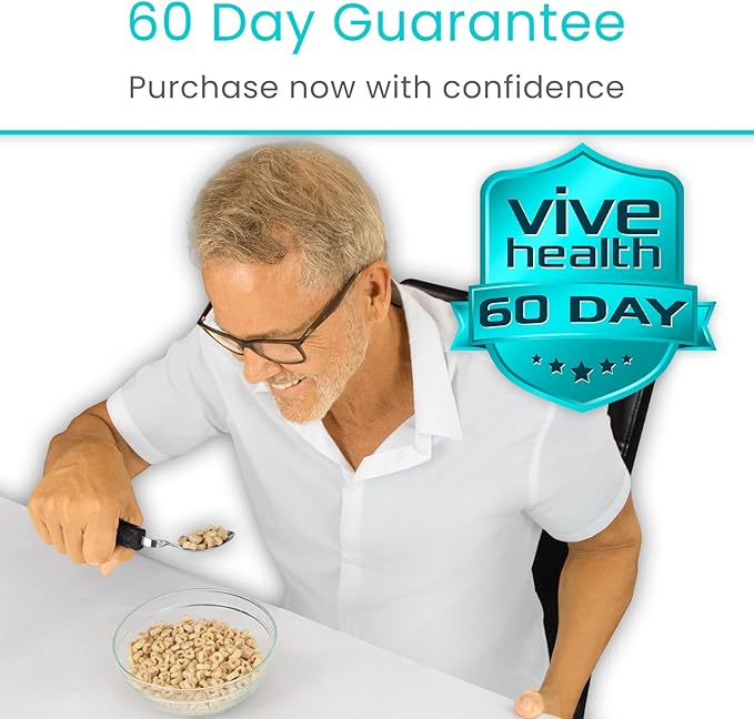 Vive Adaptive Utensil Set - Arthritis Aid Silverware for Parkinsons, Hand Tremors - Easy Grip for Shaking and Trembling Hands - Heavy Stainless Steel Spoon (Regular)