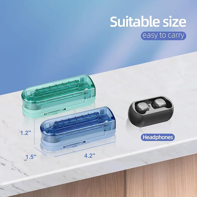 DUBSTAR 2PCS Pill Cutter Splitter for Small and Tiny Pills, Multiple Pill Cutters for Small or Large Pills, Adjustable Pill Splitter with Centering Device and Blade Guard (Blue+Cyan)