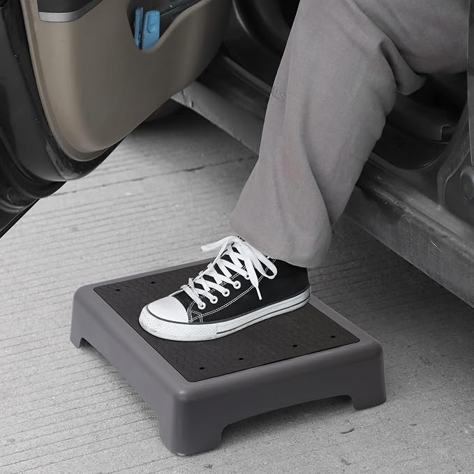 Fotree One Step Stool, Non-Slip Mobility Step Platform for Senior & Adults, Safety Step Platform for Stair, Car, Bed, Chair, Shower, Bathtub, Outdoor, 3.5 Inch High Rise Stairs 440 Lbs Capacity