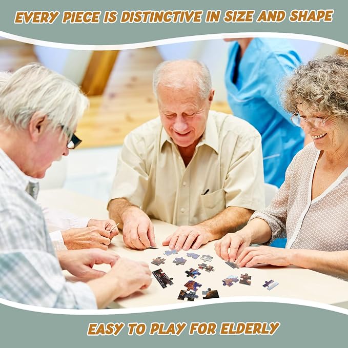 Hiboom 10 Pack 16 Piece Large Jigsaw Dementia Puzzles for Alzheimers Senior Easy Puzzles Dementia Products for Elderly Adults Gifts Memory Cognitive Games Christmas Activities, 9.45 x 12.6 Inch(Vivid)