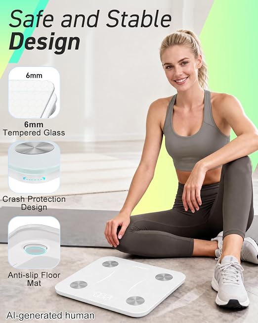 INSMART Smart Scale for Body Weight, Digital Bathroom Scale with BMI, Muscle Mass, Bluetooth Body Fat Scale,17 Body Composition Analyzer with Smart APP Sync Weight Scale, 400 lbs (White)