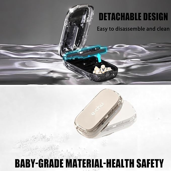 Pill Cutter Splitter for Small and Tiny Pills - Adjustable Pill Splitter with Centering Device for Cutting Multiple Pills, Precision Alignment, Easy to Use and Travel Sized (Inky Black)