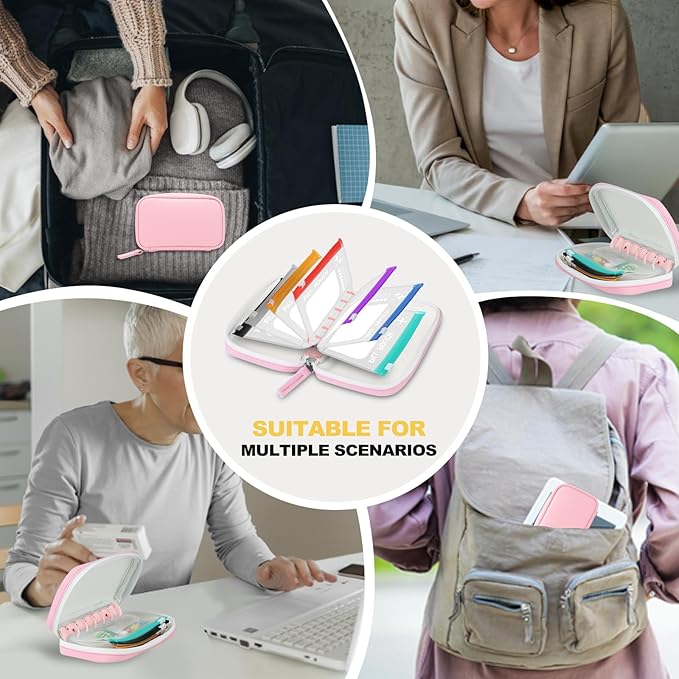 A7 Waterproof Pill Organizer with 7 PCS L Size Zippered Pill Pouches for A7 Binder, Large BPA-Free Weekly Medicine Organizer, Color-Coded Reusable Travel Pill Storage System