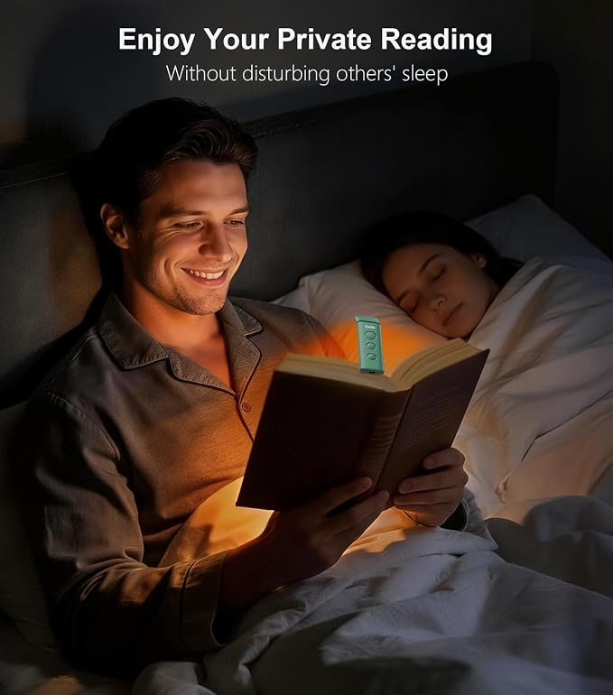 Gritin Book Light Rechargeable, Clip on LED Reading Light for Books in Bed | Eye Caring 3-Color & 5-Brightness, Stepless Dimming, Long Lasting, Compact Size Flexible Book Lamp for Bookworms-Dark green