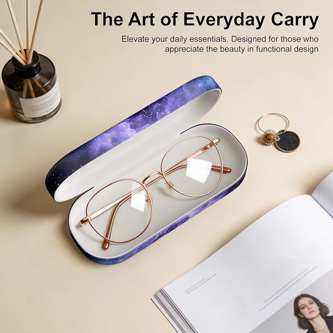 Hard Shell Leather Sunglasses Case,Classic Fashionable Cute Large Glasses Case for Women Men,Sunglass Eyeglasses