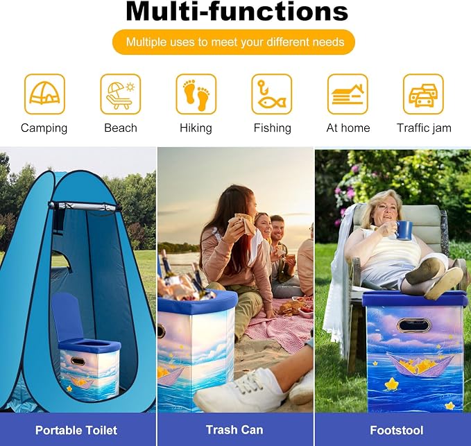Ann Katy Upgrade XL Portable Toilet for Adults, Extra Large Camping Toilets | Lightweight&Compact Potty with Lid for Adults and Kids,Portable Camping Toilets for Hiking,Beach,Boat,RV and Truck