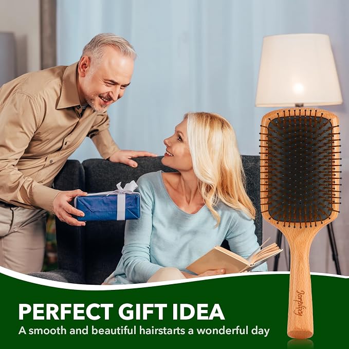 Hair Brush for Men and Women, Wet Brush with Wooden Handle, Paddle Brush
