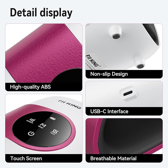 FIT KING Hand Massager with Heat for Hand Massage and Arthritis Carpal Tunnel Finger Numbness Relief - Cordless & Portable & Touch Screen - Birthday Gifts for Wife Mom Girlfriend
