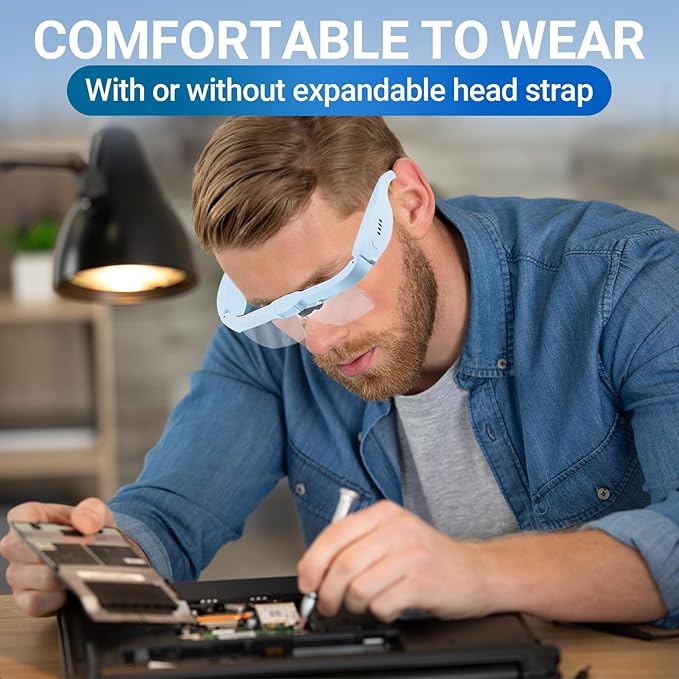 YOCTOSUN Magnifying Glass with Light, Magnifying Glasses with 5 Lenses 0.75X-4.0X and 3 LED Lights, Rechargeable Magnifier Headset, Hands Free Head Magnifying Glass for Close Work Hobby Crafts Jewelry