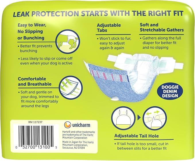 Hartz Comfitables Disposable Dog Diapers, Size XS 12 Count, Comfortable & Secure Fit, Easy to Put On, Super Absorbent Male and Female Diaper