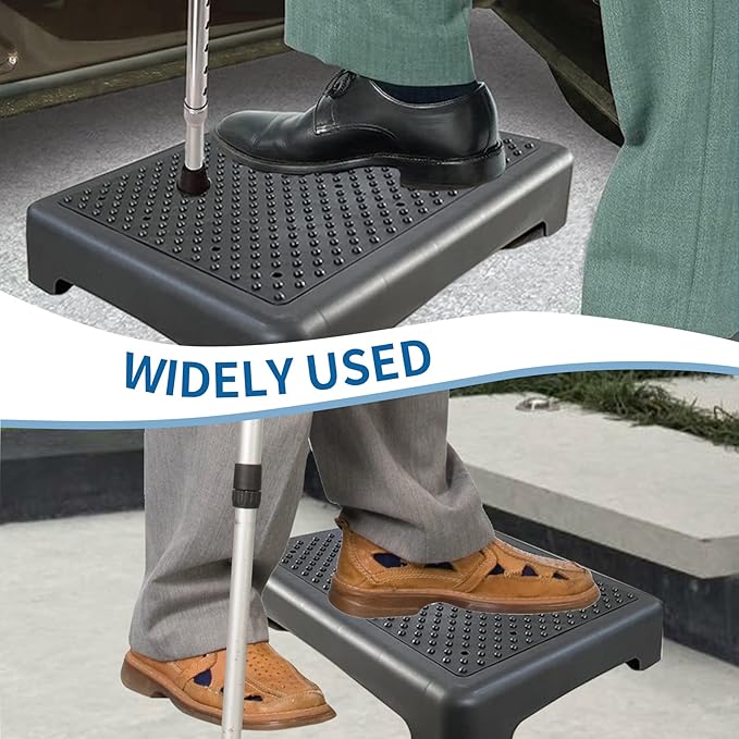 Stepping Stool for Adults & Seniors,Heavy Duty Portable One Step Stool Anti Slip Mobility Daily Aids Indoor/Outdoor Wide Safety Platform for Stairs/Kitchen/Bed/SUV Cars,Black