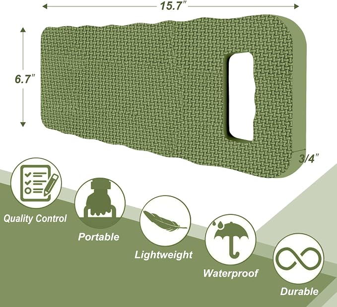 Altdorff Thick Kneeling Pad 2 Pack, Waterproof, Comfortable Garden Kneeling Pads Stain Resistant, Multi-Functional Kneeler Pad for Gardening, Baby Bath, Yoga, Praying and Exercise (Sage Green)