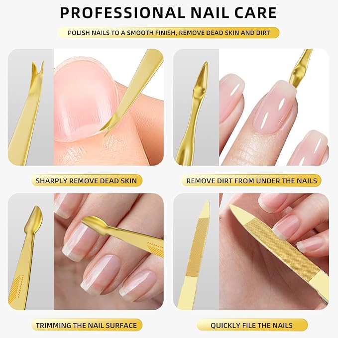 Manicure Set, Stainless Steel Nail Clipper Set with Travel Case | 12-Piece Set with Thicker Steel, Precision-ground Cutting Edges, and Smooth-finished Tools for Clean, Precise Trimming.
