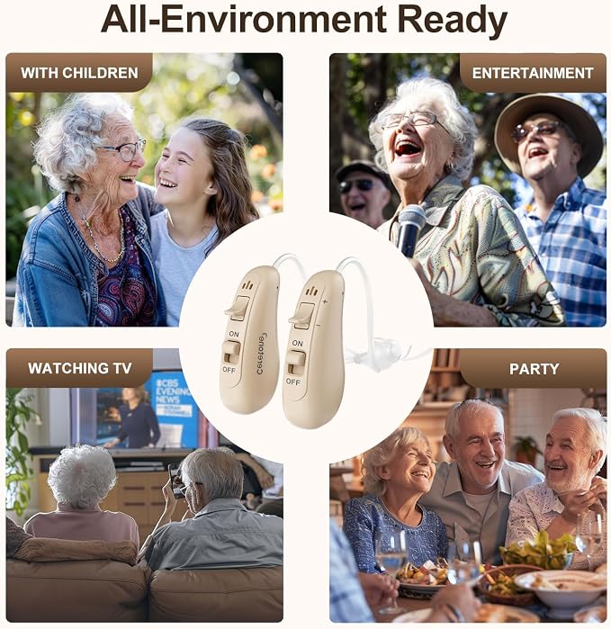 Ceretone Behind-the-Ear Hearing Aids, OTC Hearing Aids Rechargeable for Seniors with Superior Sound, Discreet & Light Weight, Great Gift