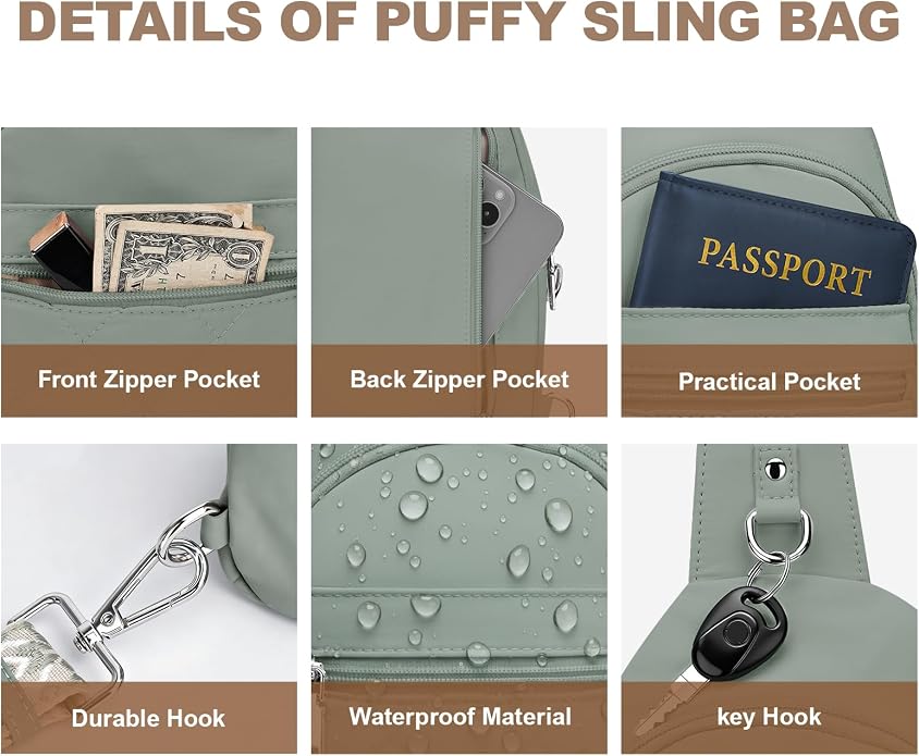 Sling Bag for Women, Anti-Theft RFID Crossbody Purse Travel