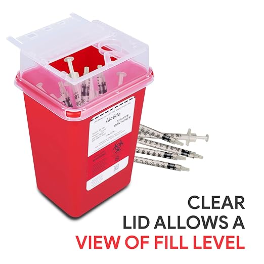 Alcedo Sharps Container for Home Use and Professional 1 Quart (5-Pack), Biohazard Needle and Syringe Disposal, Small Portable Container for Travel