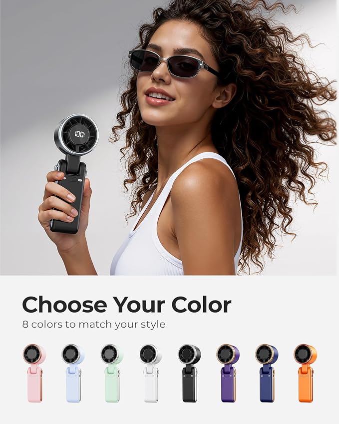 Portable Handheld Turbo Fan - 5 Gear High Speed 4000mAh Rechargeable Mini Personal Hand Fan Blow Cold Air, Battery Operated Travel Essentials, Beach Vacation, Gifts for Women, Men (Black)