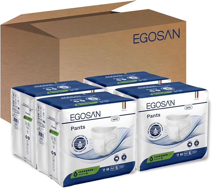 Egosan Super Incontinence Adult Pull Up Underwear with New Stretchable Waistband, Maximum Absorbency for Active Men and Women (Pull Ups, Small (Case Pack-56 ct)