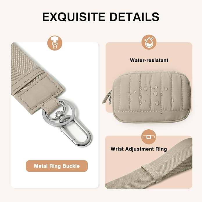 Marvolia Wristlet Wallet for Women Quilted Protective Wristlet Purse | Lightweight, Multi-Pockets with Zipper, for Travel Daily Necessities