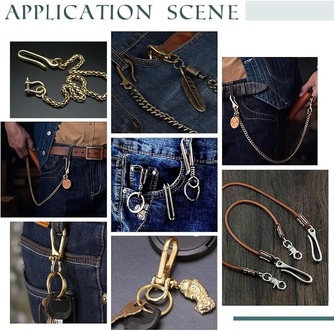 PH PandaHall 2 Sets Fish Hook Key Chains, Antique Bronze Key Rings | Wallet Clip Belt Buckle, Solid U-Shaped Key Chain, Belt Key Ring Pocket Clip with Key Fob, Heavy Duty