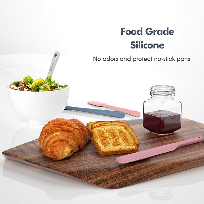 5 Pieces Silicone Spatula Set, Food Grade Rubber Spatula, Upgrade Strong Handle with Ergonomic Grip, Heat Resistant Up to 600°F for Nonstick Cookware, Cooking