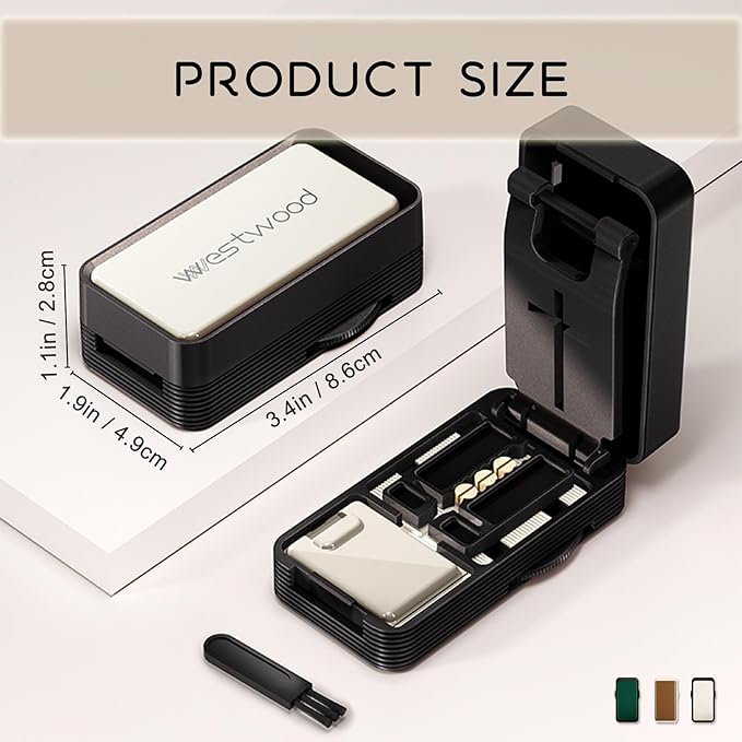 Pill Cutter - 1/4 & 1/2 Pill Splitter for Small Tiny Large Pills Professional | Hidden Blade & Sealed Storage | Adjustable & Cuts Multiple Tablets | Includes Cleaning Brush (Black)