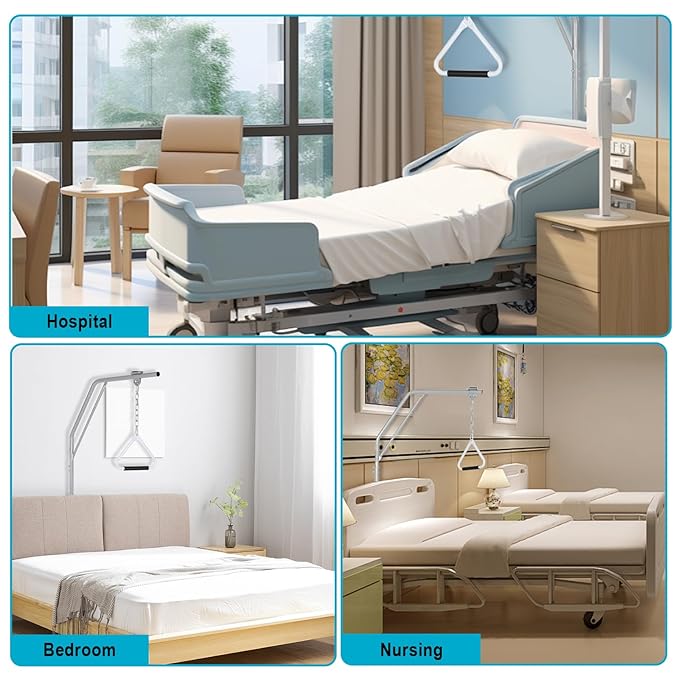 FAHKNS Heavy Duty Trapeze Bar for Bed Mobility - Adjustable Trapeze Bar,Trapeze Bars for Elderly, Post Operative & Injury Rehabilitation,Maximum Load Capacity 220 LBS