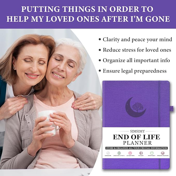 End of Life Planner, Guided Estate Planning Notebook, Final Arrangements Organizer for Beneficiary, Will Preparation, Last Wishes & Funeral Planning, In Case of Death Organizer, 8.4x11"