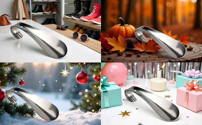 Shoe Horn Long Handle for Seniors Men Women,Metal Shoehorn Handled,Long-Handle Shoehorns Shoe Spoon Boot Horns,Shoes Stick Helper,6 Inch Travel Small Size Stainless Steel Short Shoe Tongue