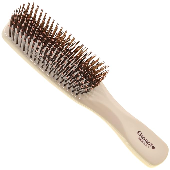 Giorgio Gentle Full Size Hair Brush – Ivory, 7.75 Inch, Men, Women & Kids, Detangler for Fine, Thick & Curly Hair, Scalp Massager, All Hair Types