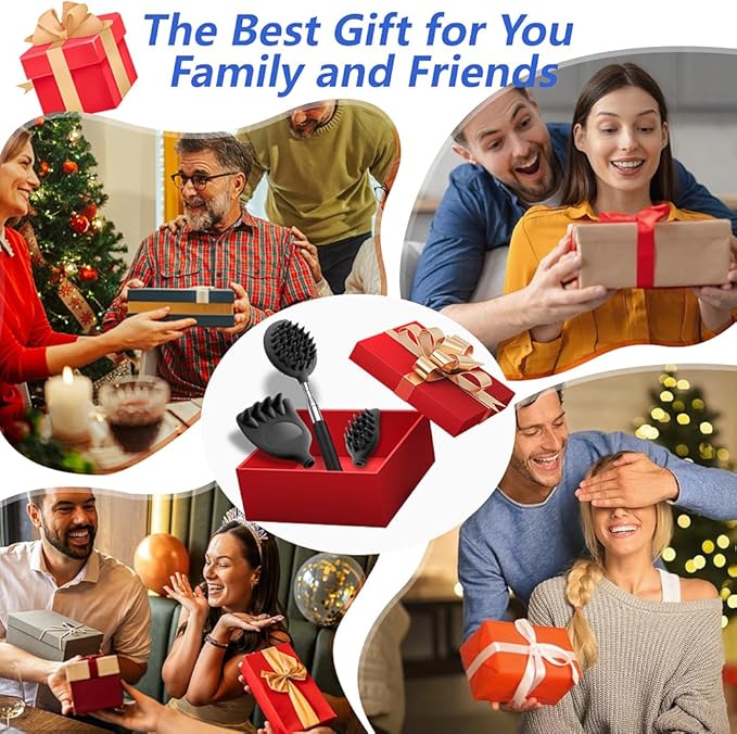 Back Scratcher with 3 Detachable Scratching Heads Silicone Massager Extendable Telescoping for Itches Lotion Application Spa Whole Body Seniors The Disabled Baby Men Women Kids Adults