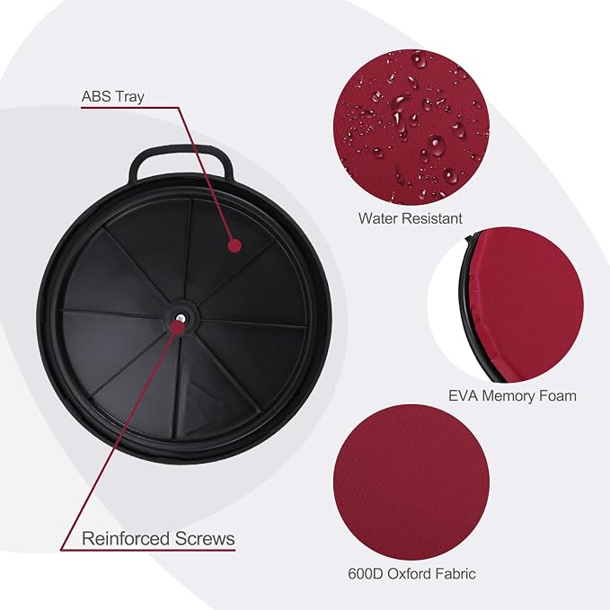 5 Gallon Bucket Seat, 360-Degree Swivel Seat Foam Cushion Bucket Seat Lid with Waterproof Cover for Dove Duck Hunting, Fishing, Baseball, Gardening and Camping