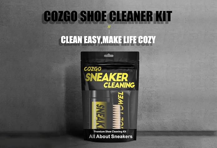 COZGO Shoe Cleaner Kit for Sneaker, Water-Free Foam Sneaker Cleaner 5.3Oz with Shoe Brush and Shoe Cloth,Work on Most Shoes