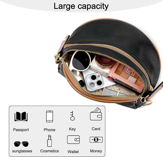 KKXIU Crossbody Bags for Women Vegan Leather Travel Bum Bag | Trendy Fanny Waist Pack | Shoulder Purse with Adjustable Strap