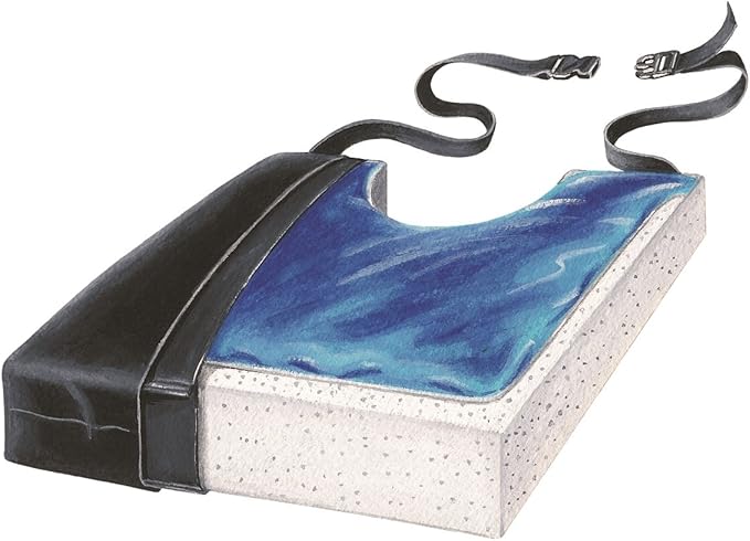 Skil-Care Gel-Foam X-Cushion with Vinyl Cover, 20" W x 16" D x 2.5" H, Large Pressure-Relieving Cushion, Easy-to-Clean, Black, 751036