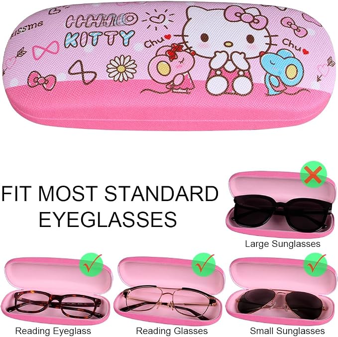 ADBGV Cute Stylish Hard Shell Eyeglasses Cases Protective Case Storage Box With Glasses Cloth Eyeglass Strap for Girl Teen