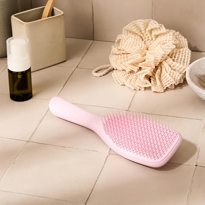 Tangle Teezer Ultimate Detangler Brush, Straight to Wavy, Millennial Pink | Patented two-tier, regular-flex teeth reduce breakage & split ends on wet or dry hair; Shower-friendly hairbrush for all ages