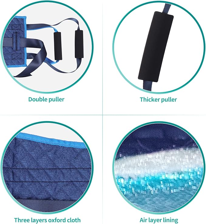 Transfer Nursing Sling for Patient,Elderly Safety Lifting Aids,Nursing Transfer Sling,Handle Back Lift Mobility Belt for Patient Care,Non-Slip Gait Belt with Padded Handles,31.7 * 125.8cm